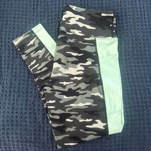 LuLaRoe Camouflage and Mint Cropped Pants